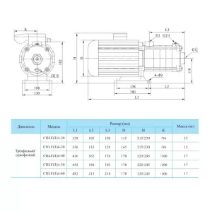 CNP CHLF 4-60 LDWSR многоступенчатый насос (ЦНП) CNP CHLF 4-60 LDWSR многоступенчатый насос (ЦНП)